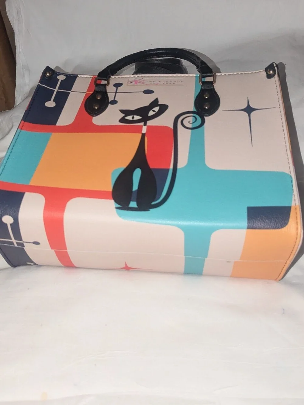 Atomic  Cat Kate McEnroe Mid Century  Modern Retro Geometric Satchel